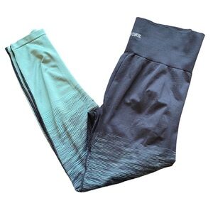 Pink Ultimate Black / Teal  Ombre Leggings Women's Size Medium